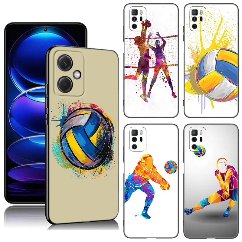 Volleyball Sport Game Black Silicone Phone Case For Xiaomi Redmi Note 10 11 11S 12 13 4G 8 9 11T Pro 5G Plus 8T 9S 10S 12S