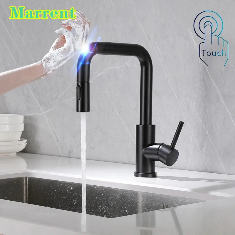 

Newly Hot Cold Kitchen Faucet with Pull Down Hot Cold Kitchen Sink Mixer Tap Pull Out Sensor Touch Kitchen Watter Faucets