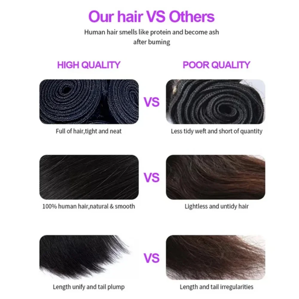 28 30 36 40 cali Proste jak Kość 100% Prawdziwe Ludzkie Włosy Proste Pasemka z Ludzkich Włosów Surowe Pasemka z Włosów Brazylijskie Przedłużanie Włosów