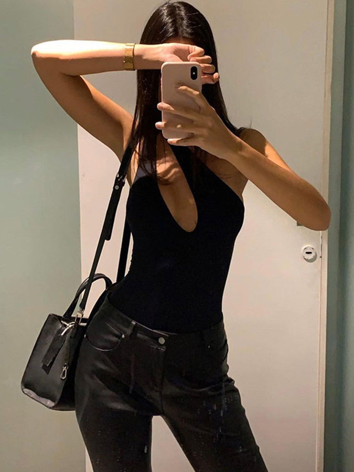  Women's One-Shoulder Bodycon Bodysuit Sexy Cut-Out Design Summer 2025 Fashion Ladies Overalls Femme Fit Clothing 