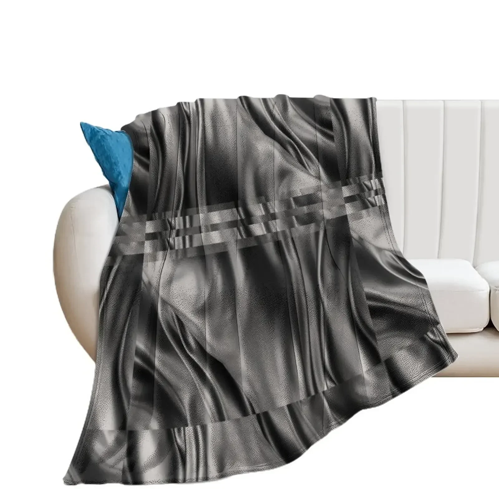 Dark Gray Black Abstract Swirls Wavy Spiral Textures Silk Satin Throw Blanket Blankets For Sofas Personalized Gift Blankets