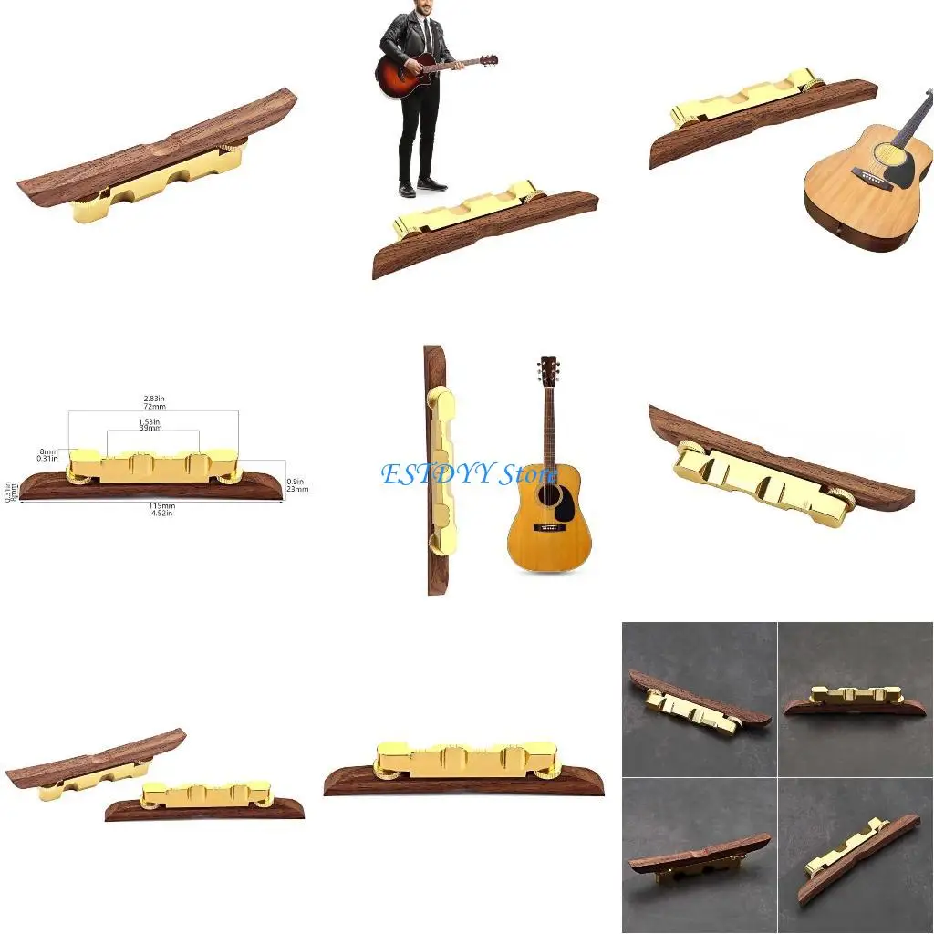 

G6DE Height Adjustable Guitar Bridge Saddles Rosewood Base Bridge Replacement for Guitar String Instrument Accessories