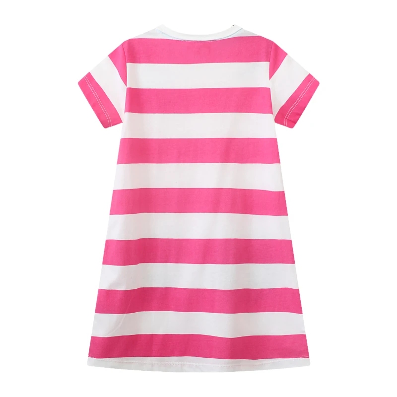 Little maven Summer Girls Stripes Dress Cotton Animal Tiger Embroider Princess Dress Soft Breathable Cartoon Children's Dresses