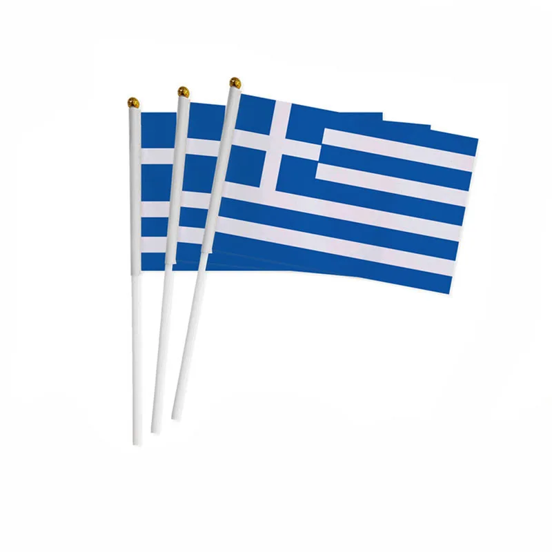 Z-ONE FLAG  Greece Hand Flag  14*21cm Greek National Hand Held Waving Small Flag Small Flag  Waving Flag Decor