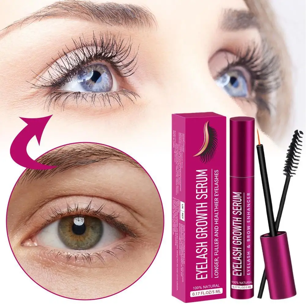 5ml 속눈썹 성장 세럼 듀얼 엔드 브러쉬 속눈썹 및 눈썹 강화제 더 길고 풍성하고 건강한 속눈썹 영양 트리트먼트
