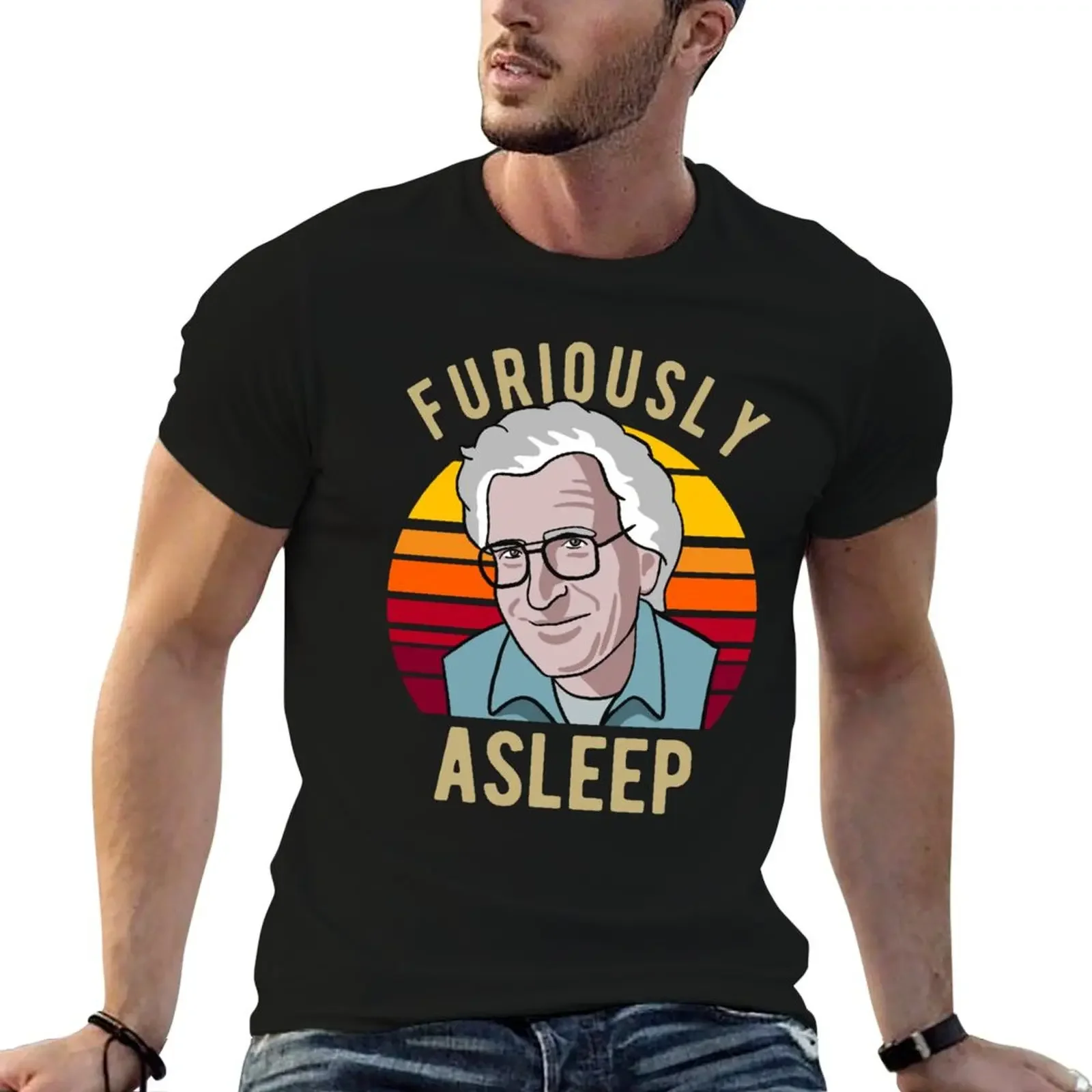 Noam Chomsky - Furiously Asleep - Funny Linguist Art T-Shirt Clothing summer tops anime clothes heavyweights anime shirts men