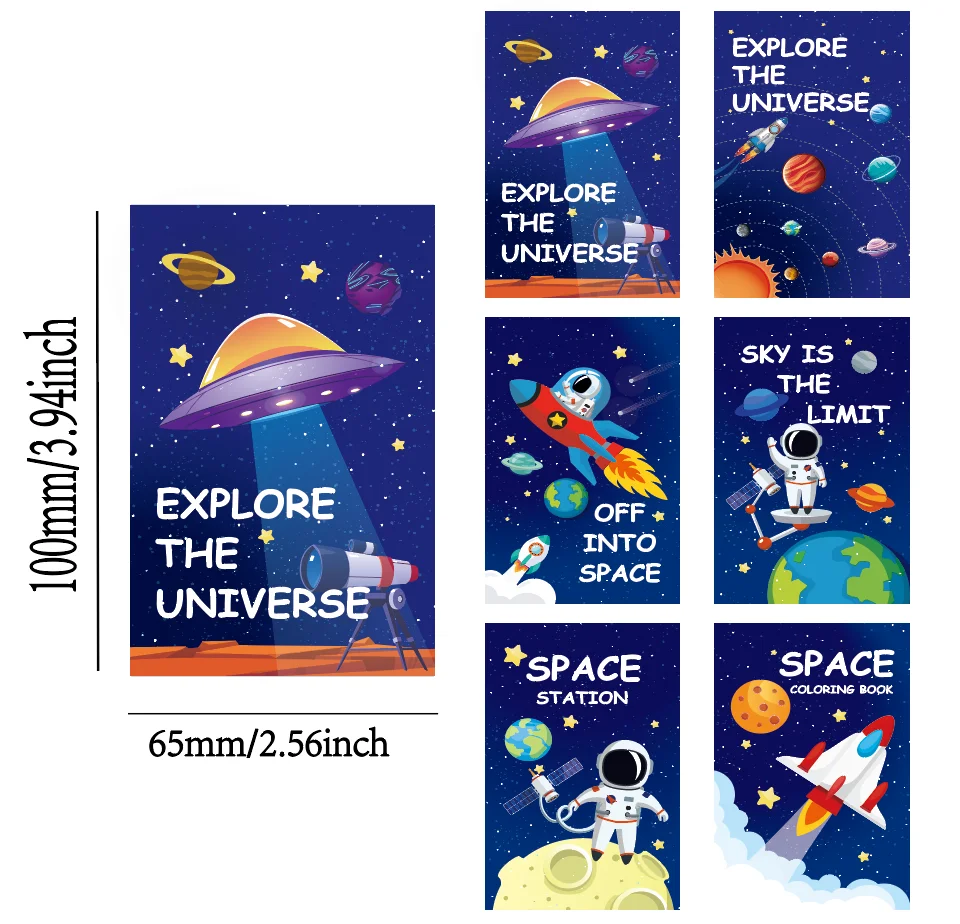 Outer Space Mini Notebook 6 Pack Kids Space Party Favors Solar System Astronaut Science Rocket Planet Small Spiral Notepad for S