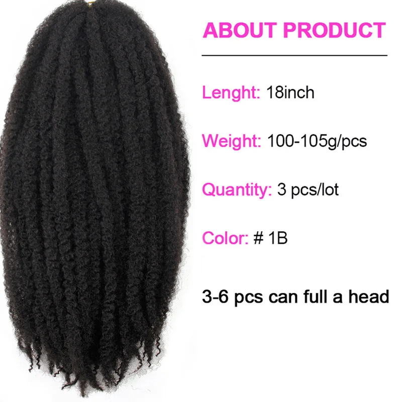 H&STAR 18Inch Kinky Premium Synthetic Marley Twist Braiding Hair Long Afro  Fiber  Hair Extensions  Marley Hair Crochet Braids