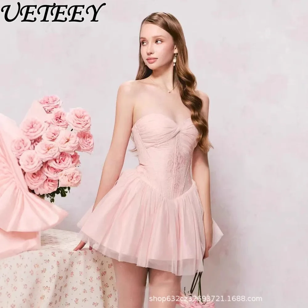 rose-doux-vent-bustier-tubulaire-robe-femmes-ete-senior-sens-atmosphere-douce-lumiere-luxe-fete-d'anniversaire-tutu-robes-courtes