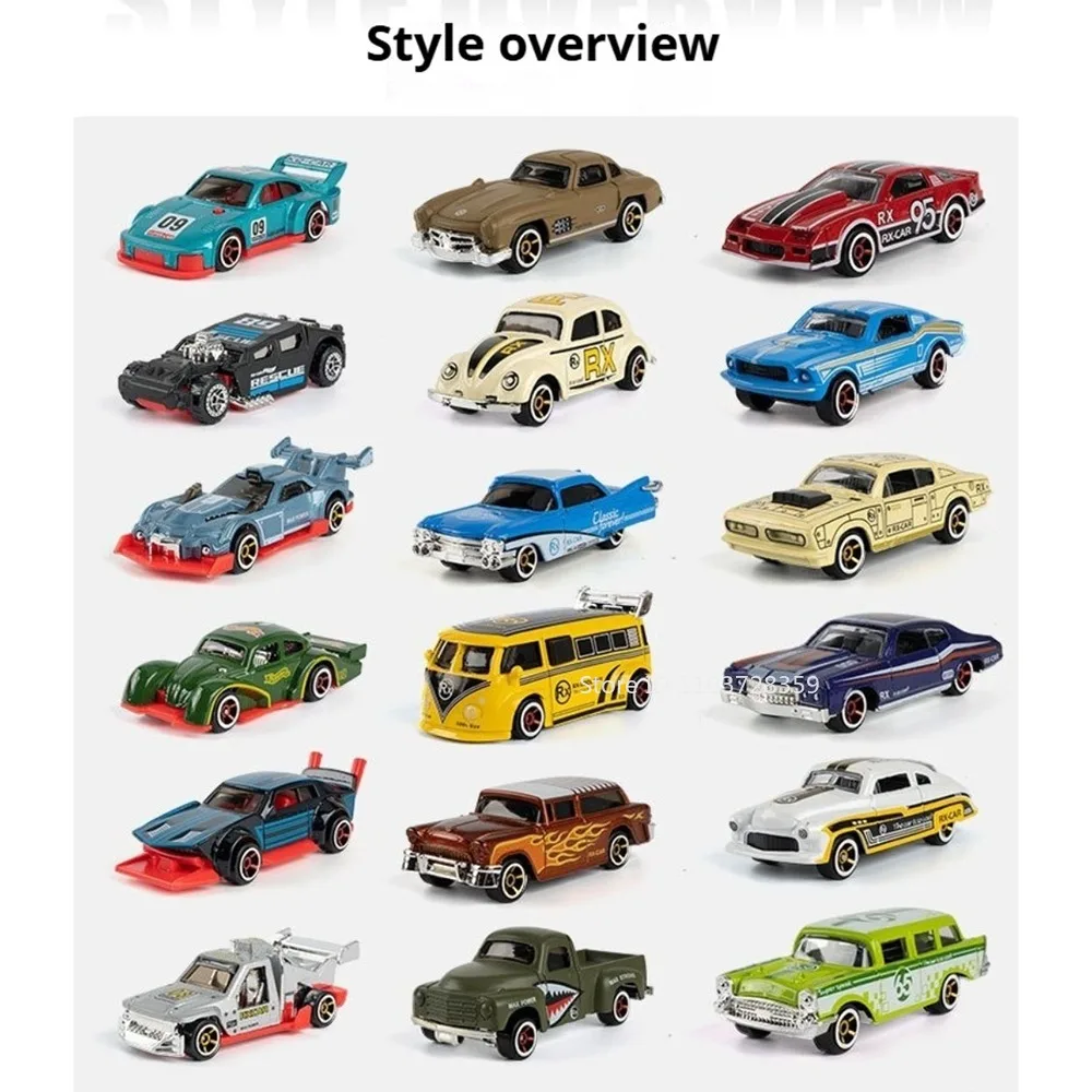 1:64 Series Vintage Car Model Toys Alloy Diecast Collection Sports Cars Glide Forward Miniature Off-road Vehicles Table Ornament