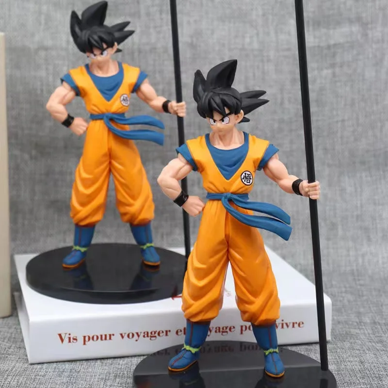 Dragon Ball Anime Figure 22Cm Adult Son Goku Support The Stick Standing Pvc Action Figure Collection Model Toy for Children Gift