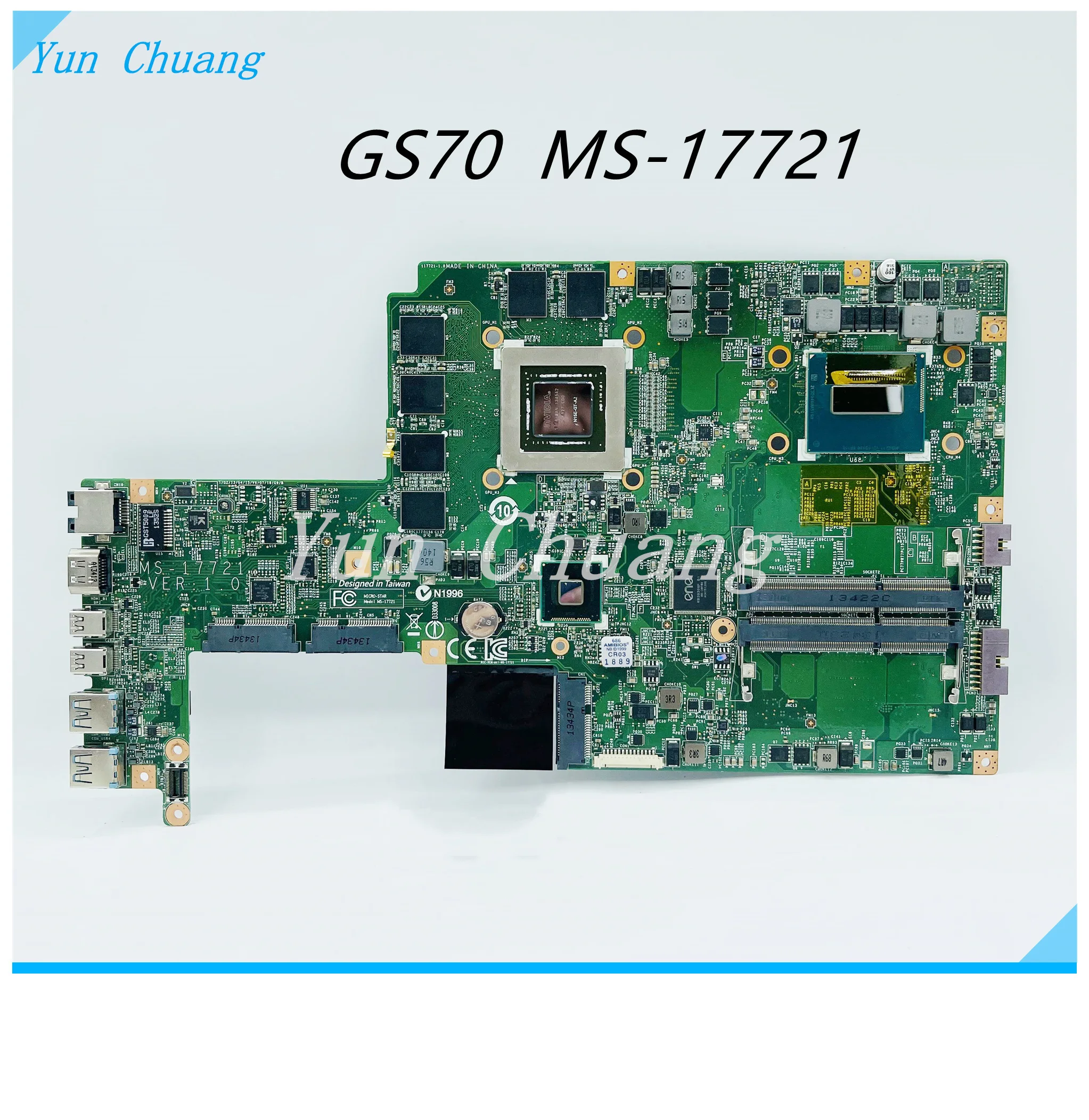 MS-17721 VER:1.0 Motherboard For MSI GS70 Laptop motherboard With i7-4700HQ CPU GTX870M/GTX860M GPU DDR3L 100% Test ok