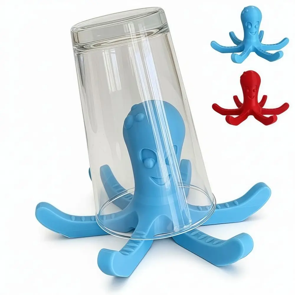 6 Claws Octopus Cup Drain Rack Big Octopus Blue Red Water Bottle Drying Rack Modern Design 3D Printing Water Cup Holder