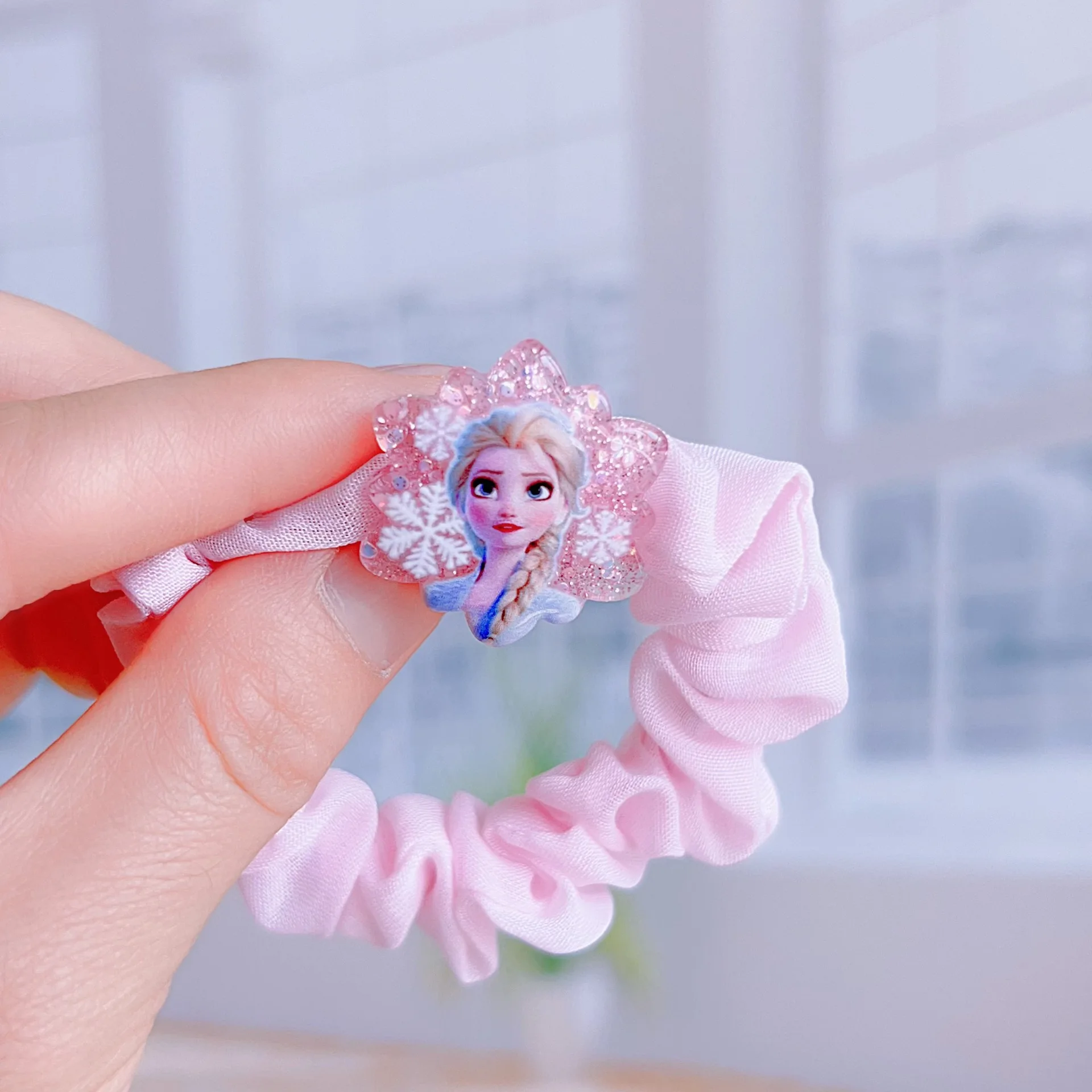 5 Stück Damen Frozen Haargummis Haarseile Elsa Cartoon Haarspangen Haarnadeln Gummiband Mode Pailletten Blau Rosa Mädchen Kopfschmuck – Detail 5