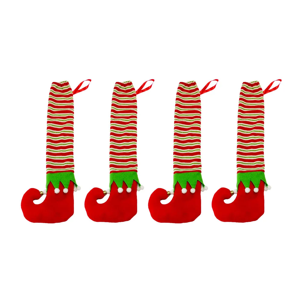 

Santa Elf Table Foot Stool Christmas Decor Cloth Chair Leg Covers Feet Decoration