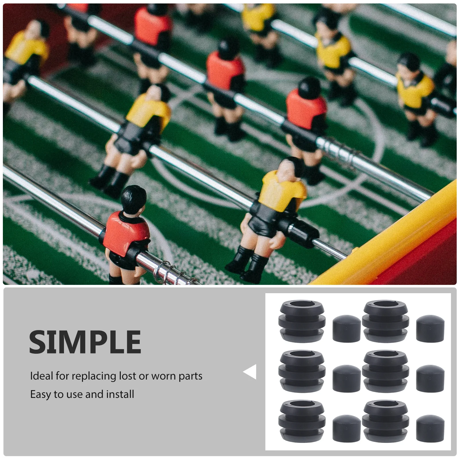 

8 Rubber Bushings 8 Caps Foosball Table Parts Shaft Bearings Universal Replacement Accessories Smooth Process Lightweight