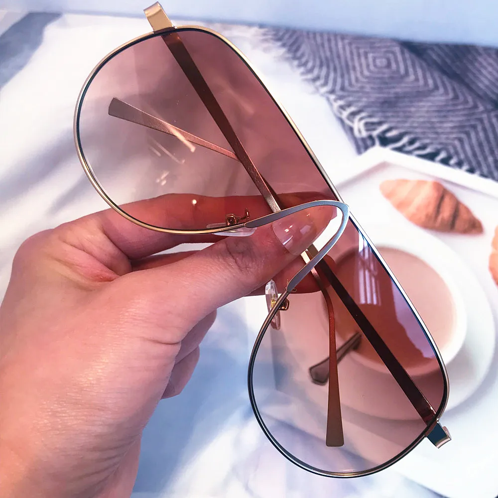 Vintage Übergroße Farbverlauf-Sonnenbrille aus Legierung für Damen Neue Modische Rosa Elegante Sonnenbrillen Retro Sexy Shades Outdoor UV400 – Detail 7