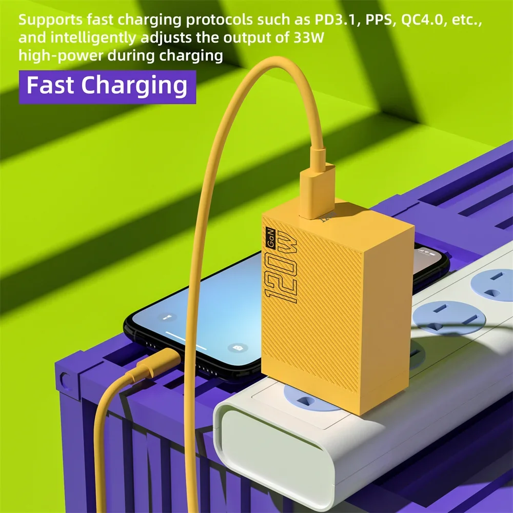 QC3.0 USB GaN شاحن 120 واط الاتحاد الأوروبي/الولايات المتحدة التوصيل العالمي سريع شحن سريع الهاتف المحمول USB الجدار محول ل Oneplus هواوي Xiaomi 15