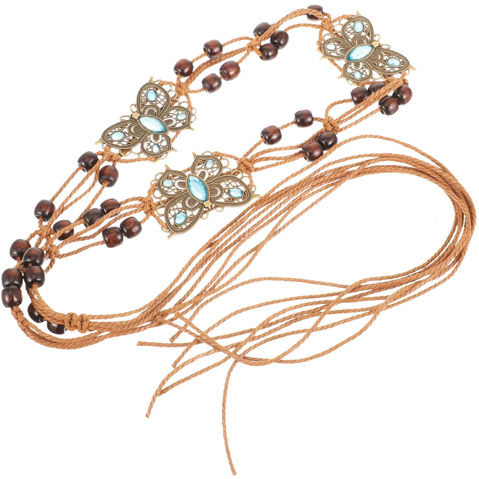 

Bohemian Woven Waist Belt Durable Wax Rope Braided Waistband Adjustable for Dress Casual Daily Wear Waist Chain