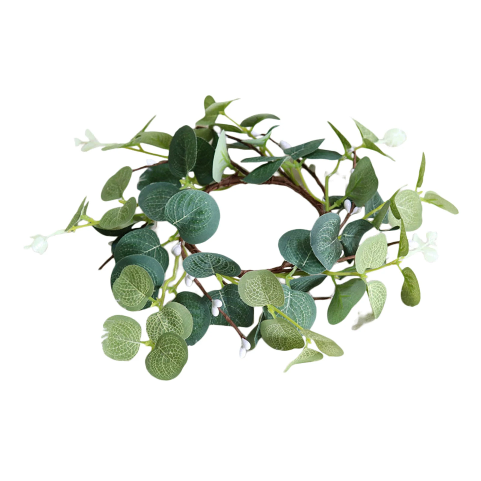 

Small Greenery Wreath Ring with Artificial Leaves for Tabletop Decor Christmas Fall Thanksgiving Holiday Wedding