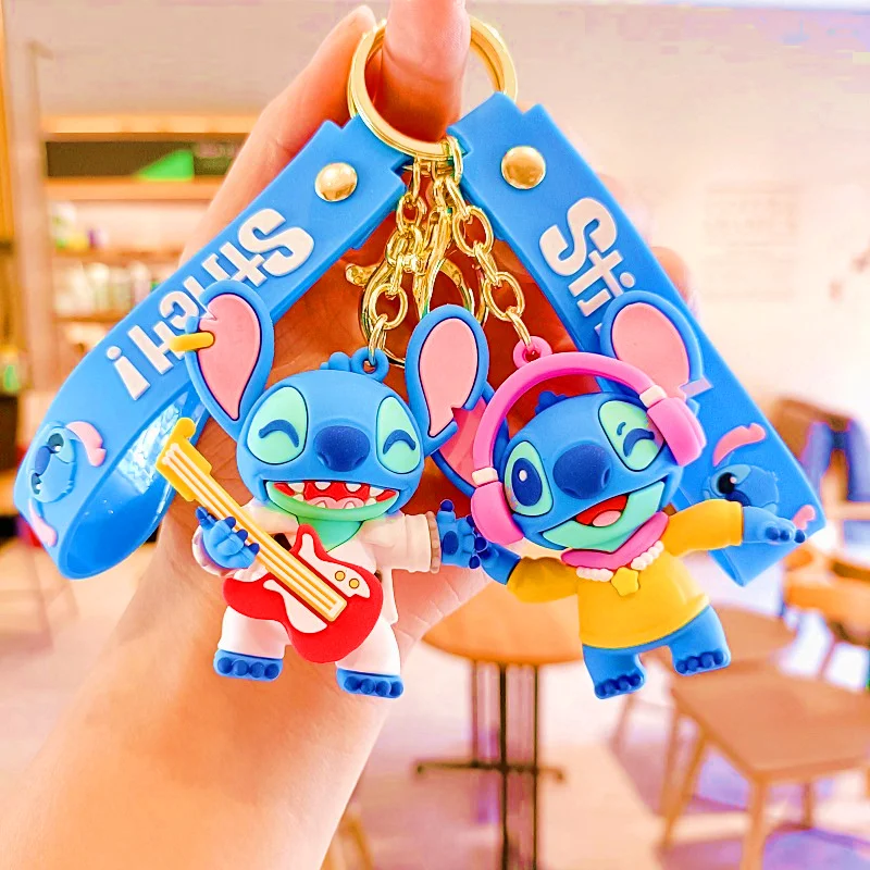 Anime Disney Keychain Mouse Minnie Lilo & Stitch Doll Keyring Ornament  New Wholesale Key Chain Car Pendant Kids Toys Gifts