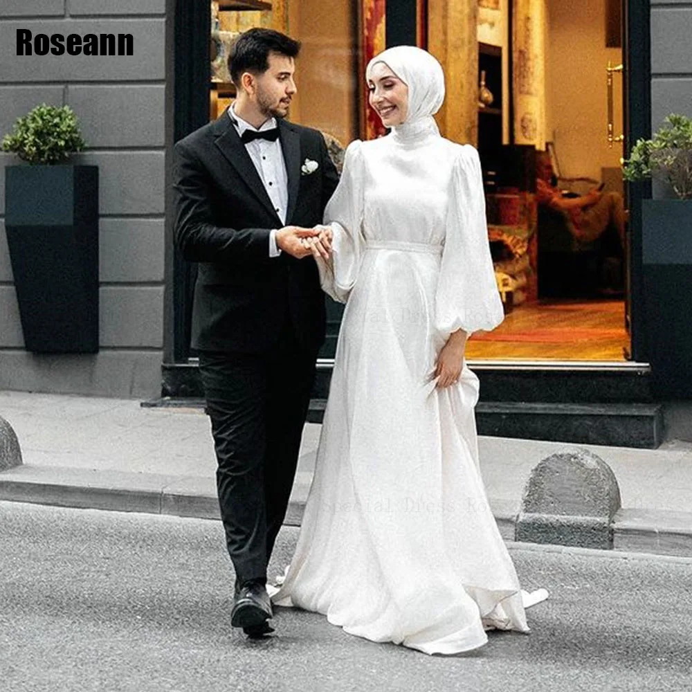 

Muslim 2024 Exquisite Ivory Full High Collar A-line Wedding Dresses Ruffle Draped Pleat Bride Gown Floor Length robe de mariée