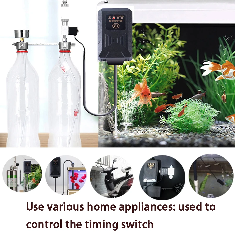 Aquarium timer CO2 solenoid valve LED lights and other generator timing switch household appliances four-speed cycle timing mode