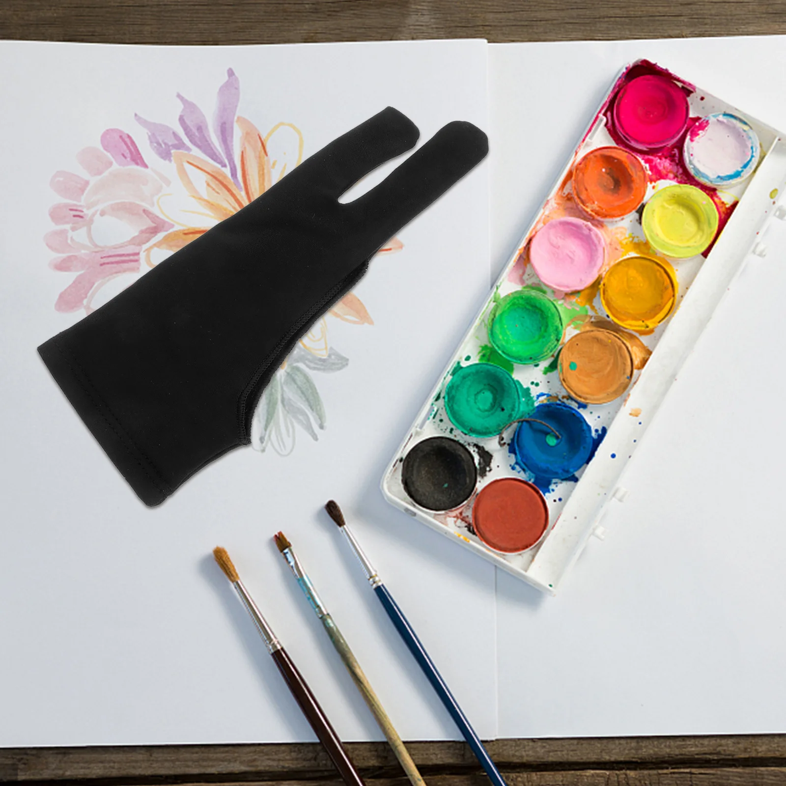 

4pcs Anti-Friction Drawing For Artists Durable Sketch Glove Elastic Wrist One Finger Tablet Glove Art Supplies