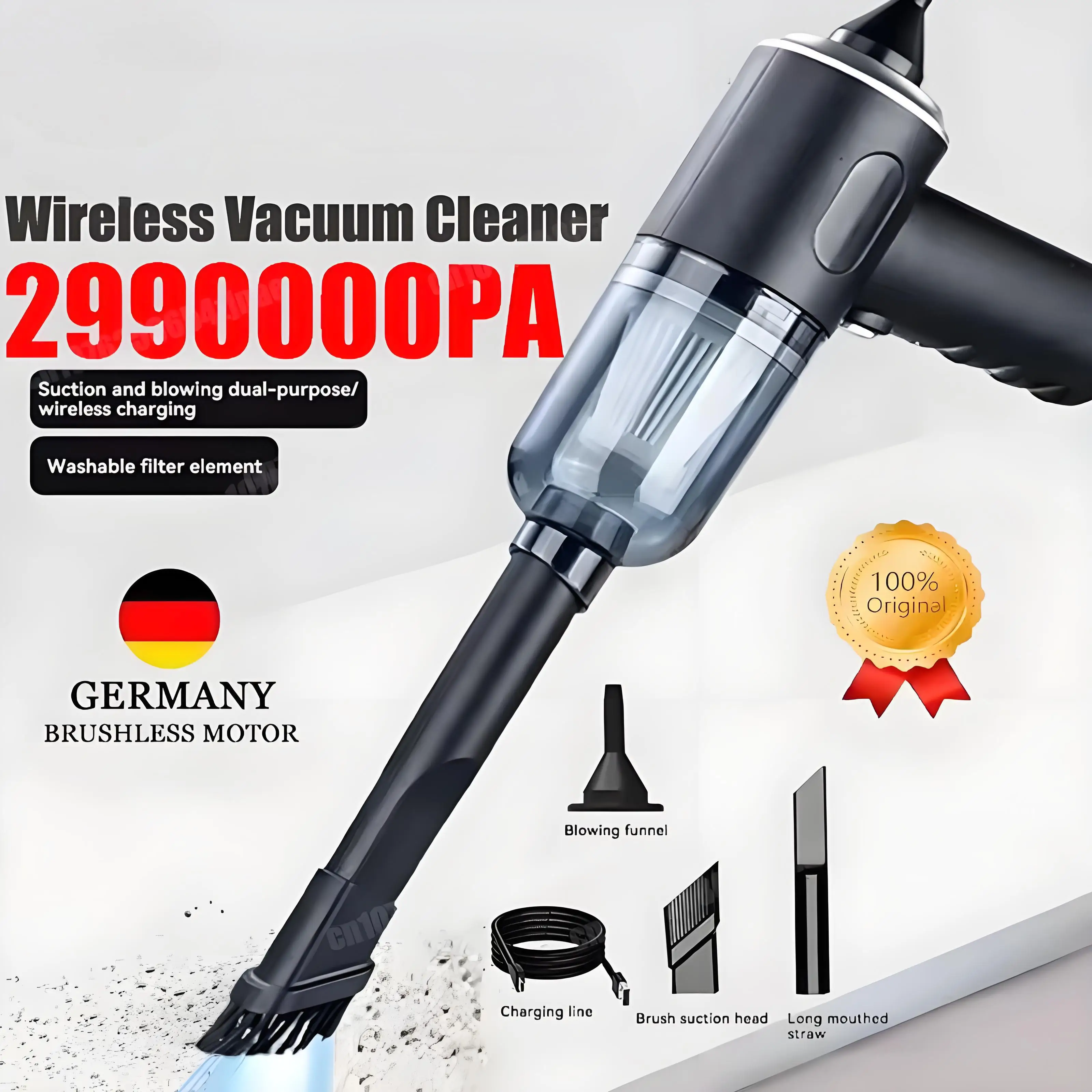 2900000 PA Автомобильный пылесос с зарядкой через USB Мощная машина 4 в 1 для очистки Беспроводной пылесос с выдувом и всасыванием Портативный пылесос