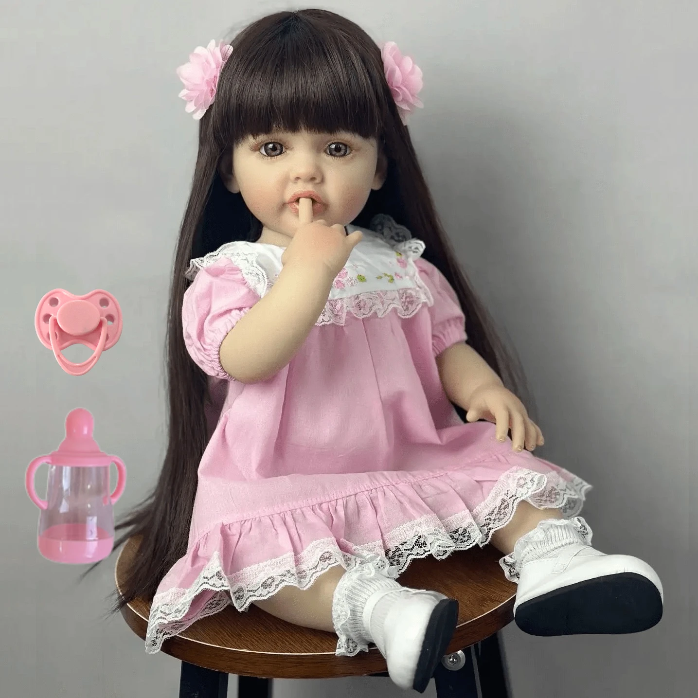 

BZDOLL 55CM 22Inch Full Soft Vinyl Reborn Baby Doll, Lifelike Realistic Princess Toddler, Christmas Gift for Kids 3+