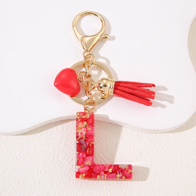 Initial Letter Key Chain A-Z English Alphabet Keychain Love Tassel Ornament For Ladies' Backpack Handbag Gift Valentine's Day