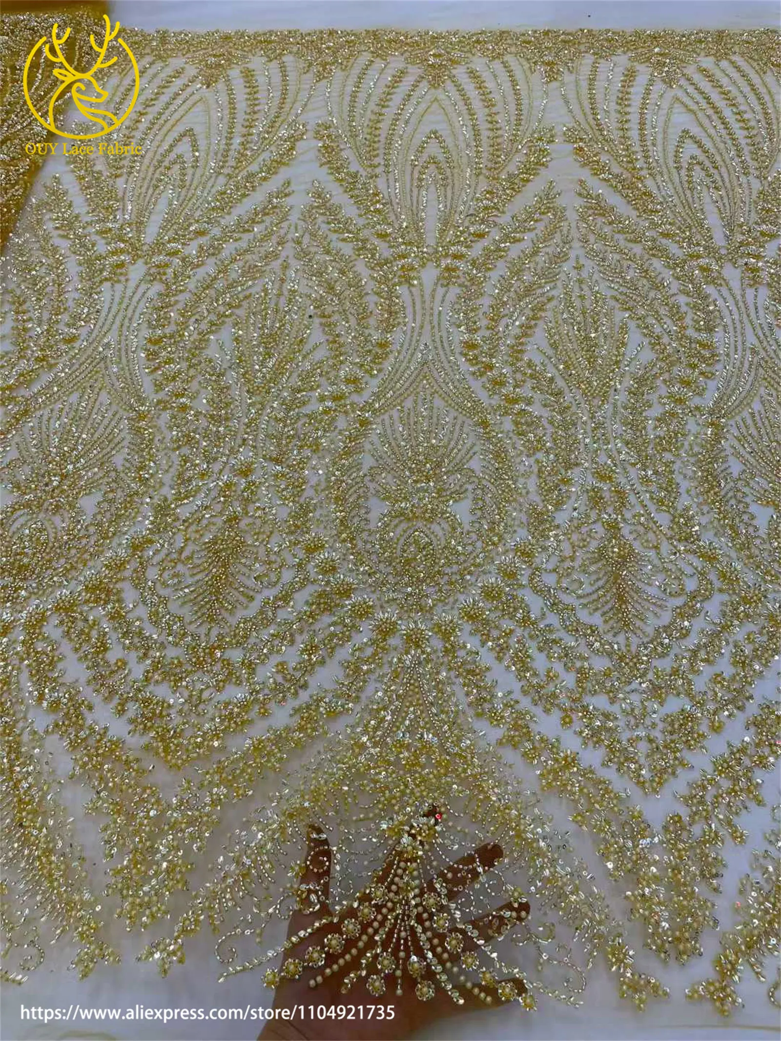 فاخر الأفريقي النيجيري العريس الترتر مطرز أقمشة الدانتيل 2025 الفرنسية الذهب شبكة نسيج الدانتيل لحفل الزفاف فستان الخياطة 5 ياردة