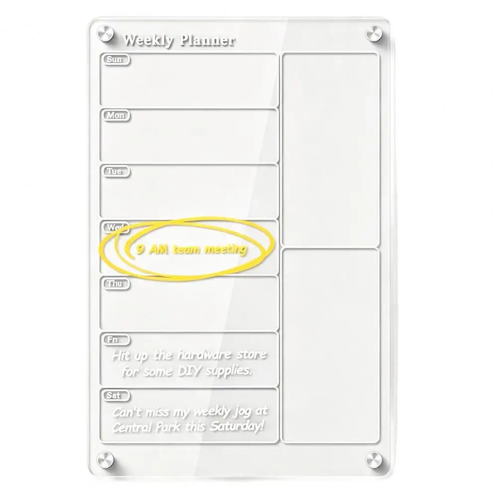 Schedule Tracker Acrylic Magnetic Dry Erase Board Calendar Monthly Weekly Meal Planner Whiteboard Magnetic Acrylic for Events