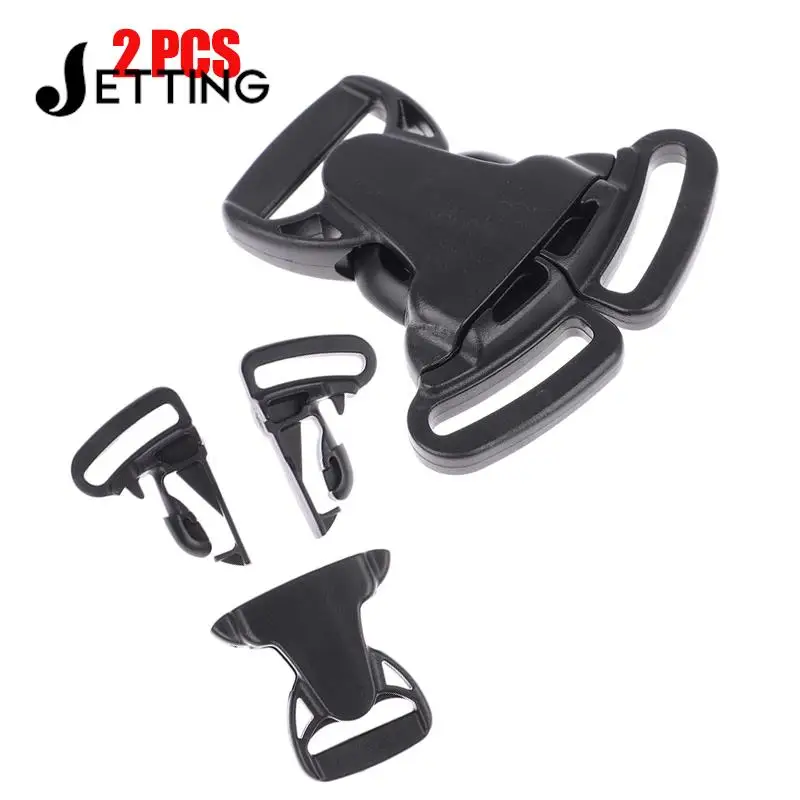 2pcs 25mm 3 Way Three Point Side Release Buckle Quick Plastic Black Baby Carrier Accessory Car Seat Bag Webbing Backpack