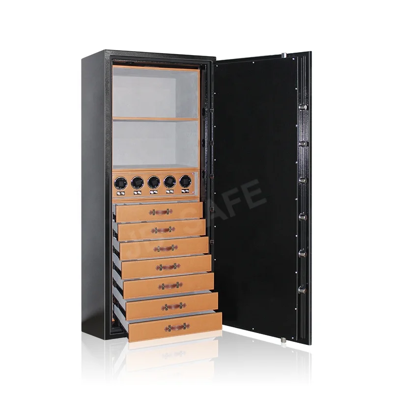 Large Luxury Wardrobe Hidden Smart Fingerprint Lock Safe Automatic Watch Winding Machine Box Anti-theft Jewelry Drawer Safe