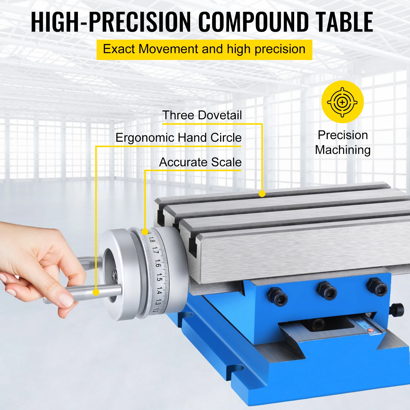 SucceBuy Milling Working Table 7.3 X 4 Inch Worktable Compound Slide Table for All Drill Stands Bench Drilling Milling Machine