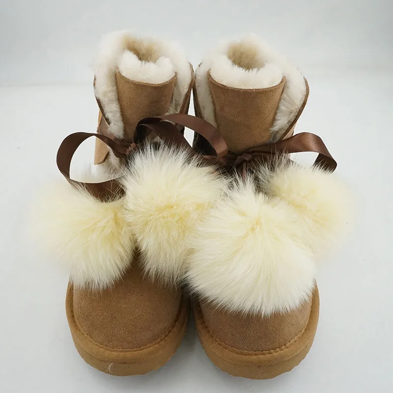 

Модные зимние ботинки из натурального меха для женщин, теплые сапоги из натуральной овчины, на шнуровке, легкие