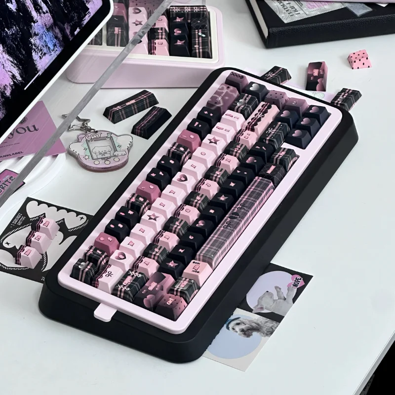 142 مفتاح روك الحبيب أغطية المفاتيح لطيف مفتاح كاب PBT الكرز الشخصي الجانب طباعة Keycap لوحة المفاتيح الميكانيكية Made68 Mad68 Wooting 60