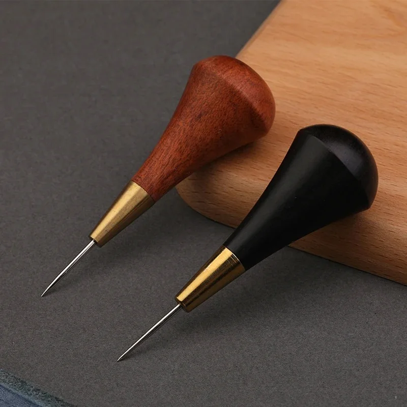 KRABALL Leather DIY Wooden Handle Awls Sewing Awl Hole Punch Tools Shoes Repair Working Tool Hand Stitcher Leather craft Awl