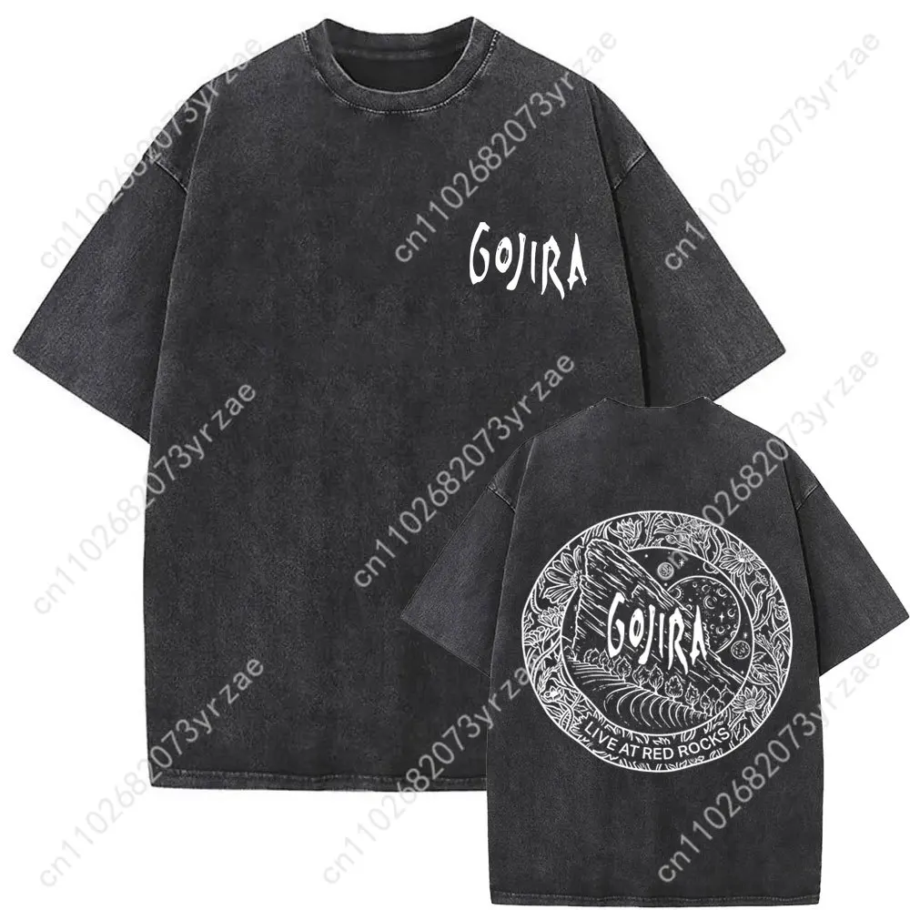Bande Gojira rétro lavage T-shirt homme femme haute qualité Vintage T-shirt coton manches courtes mode T-shirt doux dessus respirants