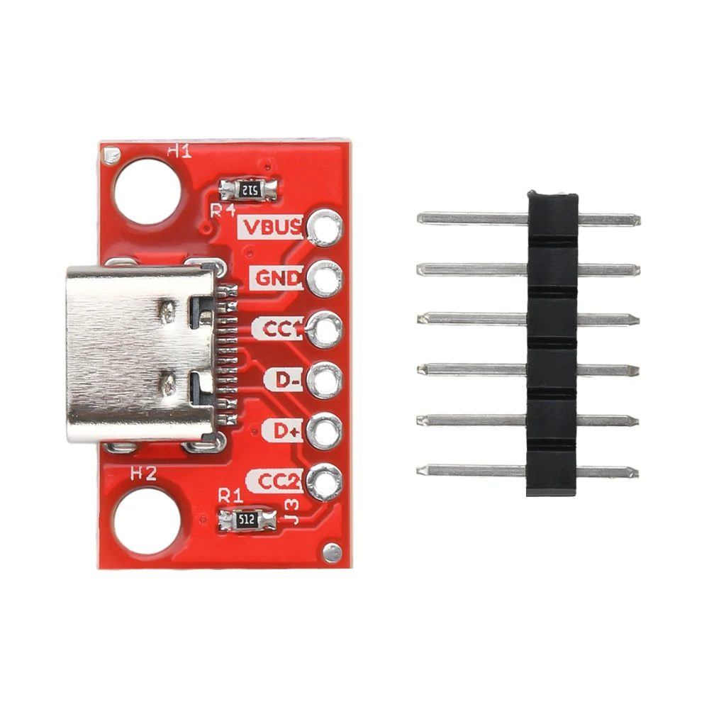 USB Type C Connector Board DIY 3.1 Serial Basic Breakout Female Connector Breakout Board Red Adapter Board With Row Needles