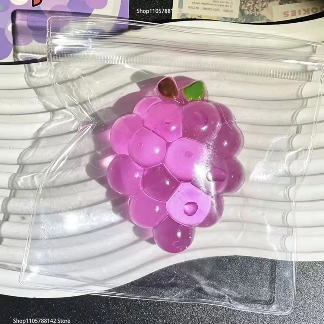 New Crystal Grape Squishy Super Clear Fruit Squeeze Stress Relief Vent Toys Kawaii Desk Decor Pendant Friends Gift