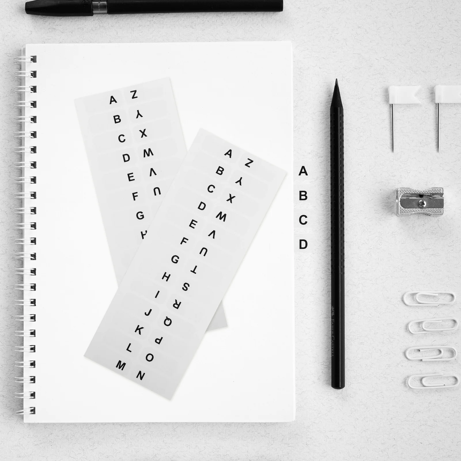 

14 Sheets Alphabet Tabs Self Adhesive Page Markers for Notebook Book Flags Sticky Tabs Organizational Annotation Labels