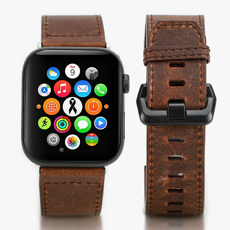 Handmade Genuine Leather Strap for Apple Watch Comfortable Outdoor Sports Watch Band Compatible with Apple iWatch