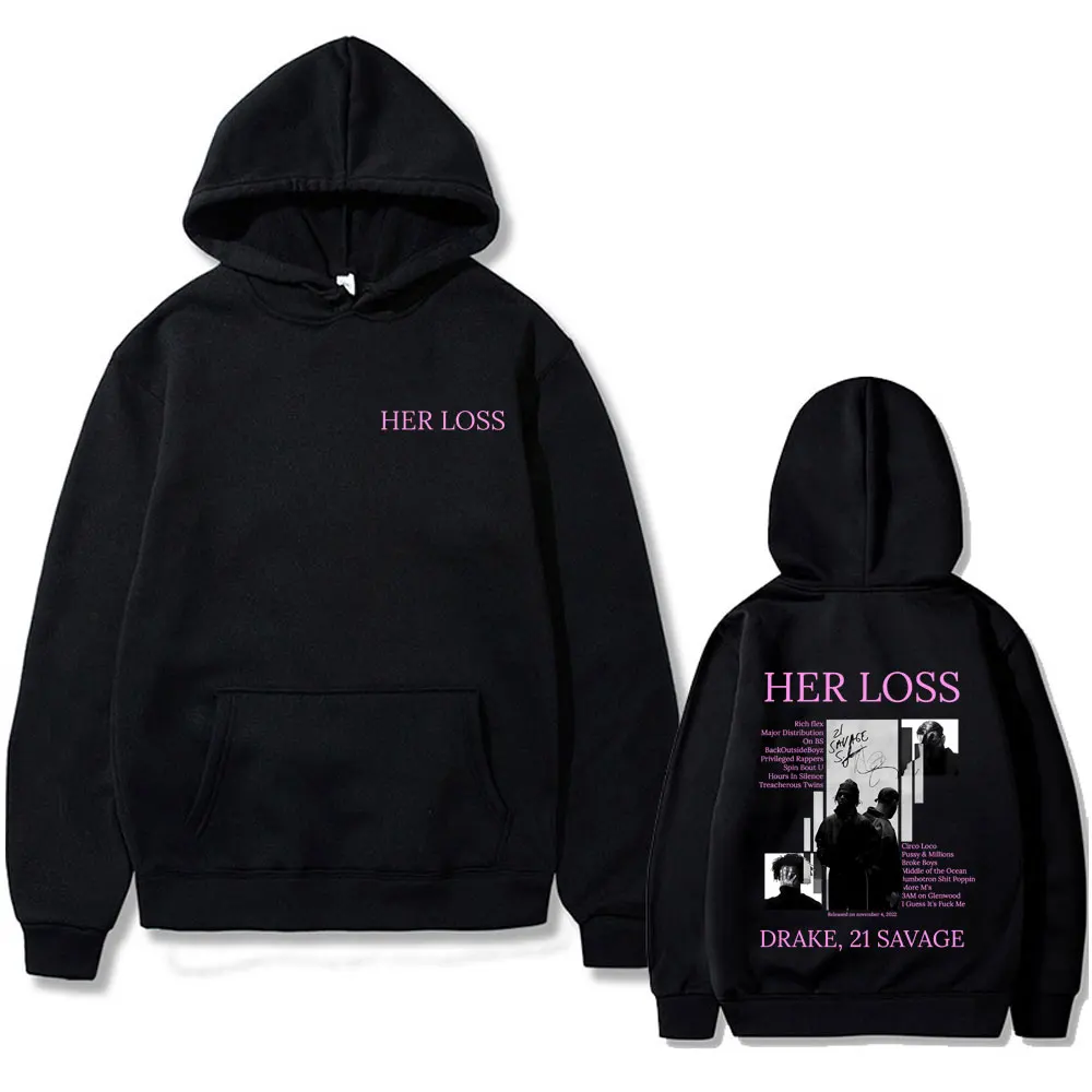 

Rapper Drake and 21 Savage Her Loss Graphic Hoodie Men Women Hip Hop Fashion Pop Music Pullover Casual Fleece Vintage Hoodies