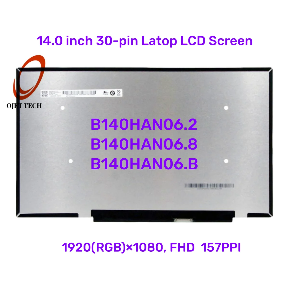 

14.0 inch B140HAN06.2 B140HAN06.8 B140HAN06.B Screen Display FHD 1920X1080 IPS 100% sRGB 30-pin interface replacement