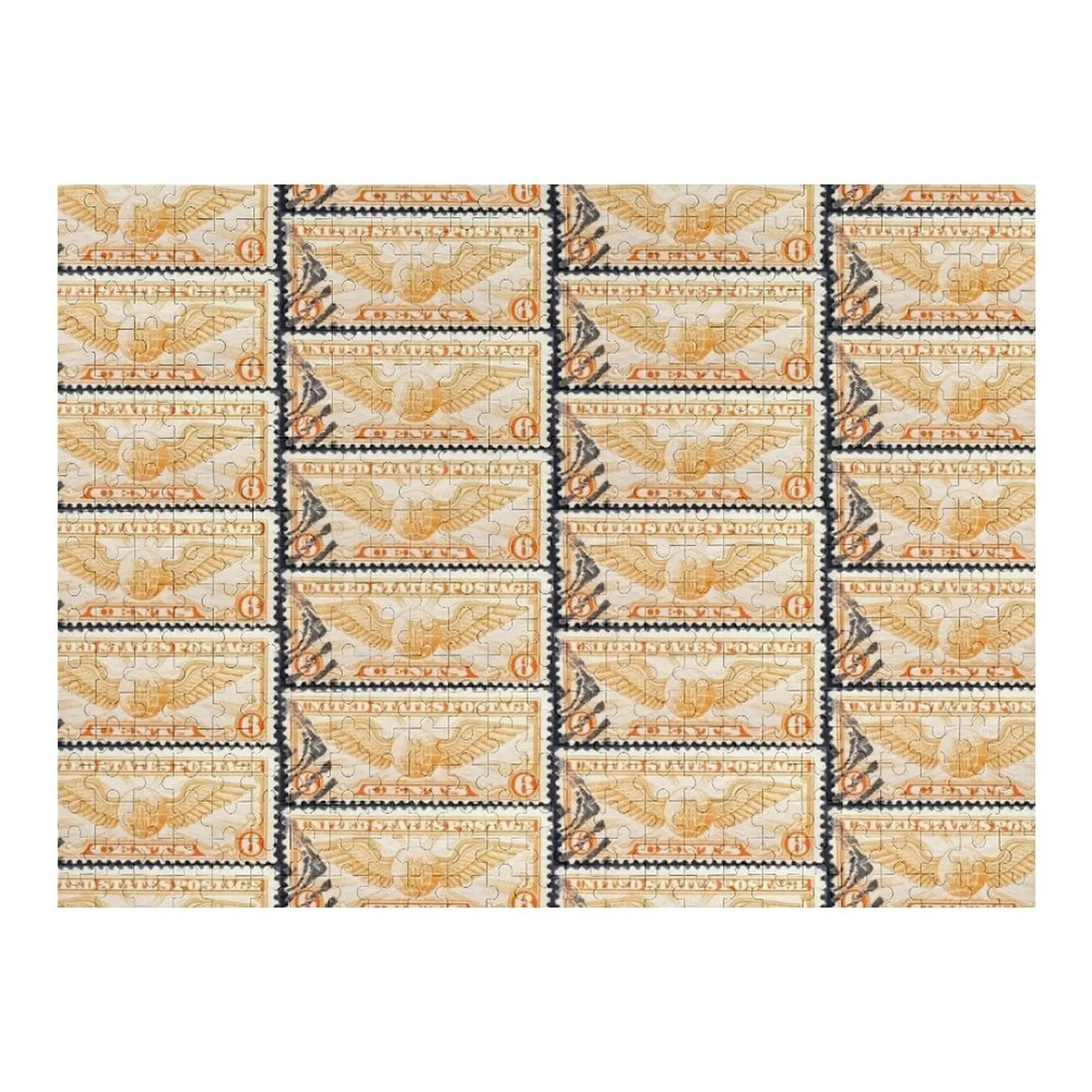 

6 Cents - Yellow Air Mail Vintage Postage Stamp Jigsaw Puzzle Custom Wooden Name Personalized Kids Gifts Personalised Puzzle