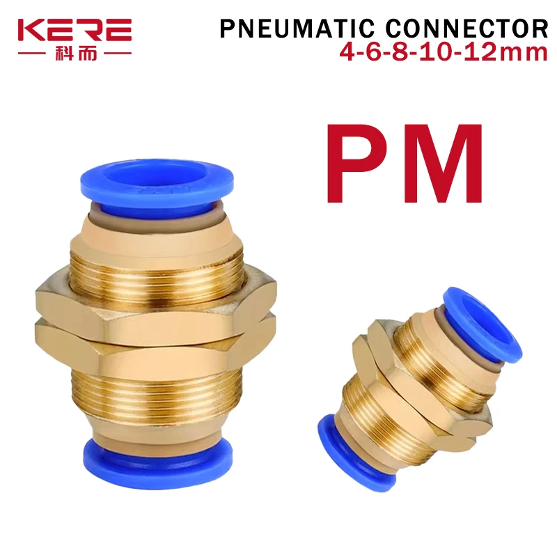 

20PCS Pneumatic Fittings PM Straight Bulkhead Union Connector 4mm 6mm 8mm 10mm 12mm OD Hose Plastic Push In Gas Quick Connector