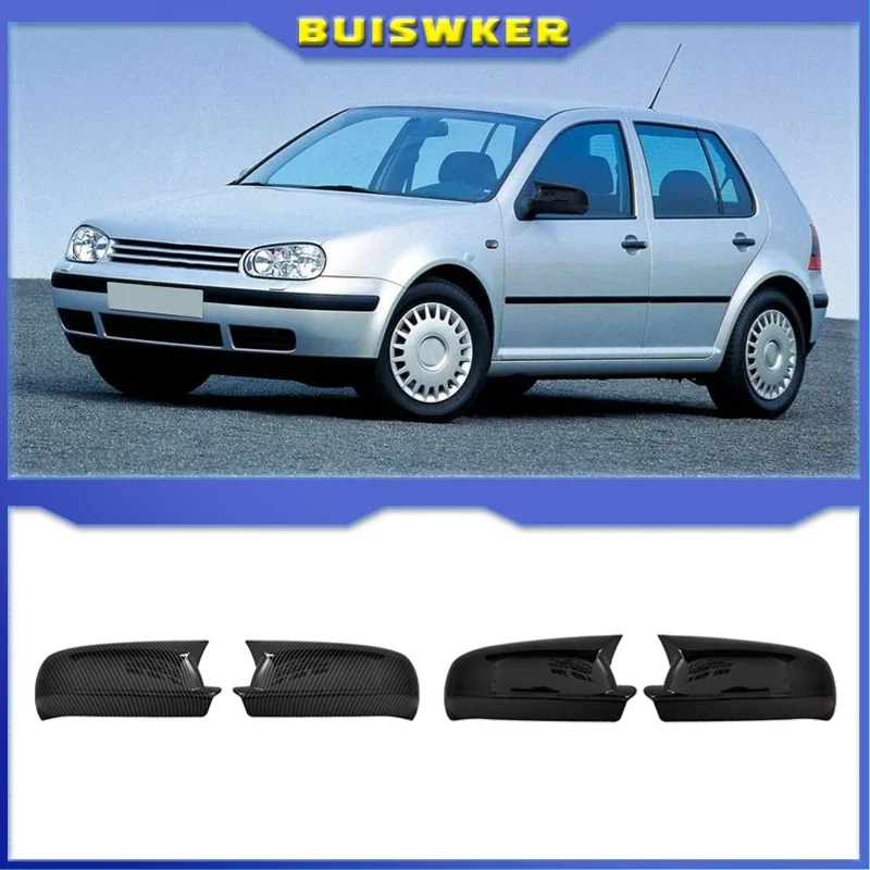 

Bat Style Mirror Cover For Volkswagen Golf 4 MK4 1997-2003 Rearview Mirror Cover 2Pieces Cover Glossy Black Car Shields Exterior