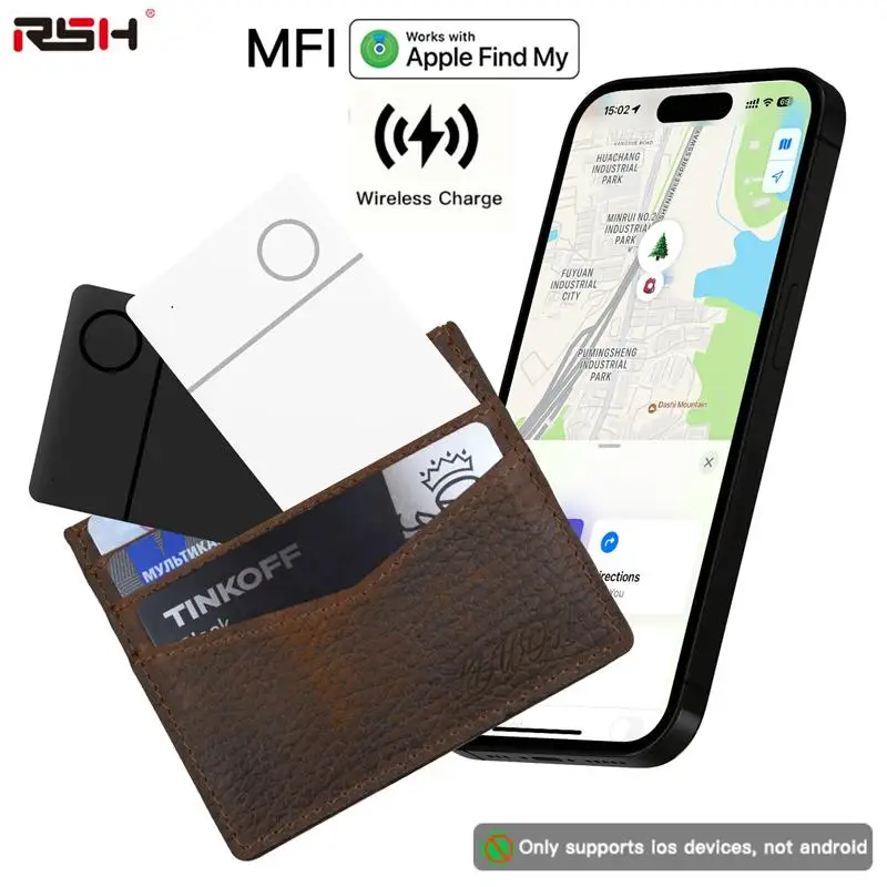 IPX6 Chargeable Ultrathin Smart Tag Smart Air Card Finder GPS Bluetooth Locator Tracker For Wallet Bag Works With Apple Find My